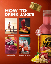 Load image into Gallery viewer, how to enjoy a 12oz bottle of Jakes StrongGinger organic ginger pomegranate juice