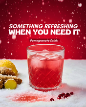 Load image into Gallery viewer, Glass of Jake's StrongGinger organic pomegranate ginger juice highlighting it's convenience for people on the go!