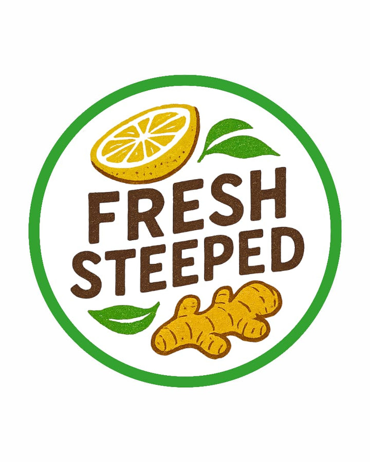 Jake's StrongGinger organic ginger juice hot steeped logo. 