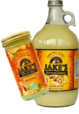 Premium Steeped Ginger Juice Health Pack featuring Jake's StrongGinger™ Organic Ginger Juice bottles.