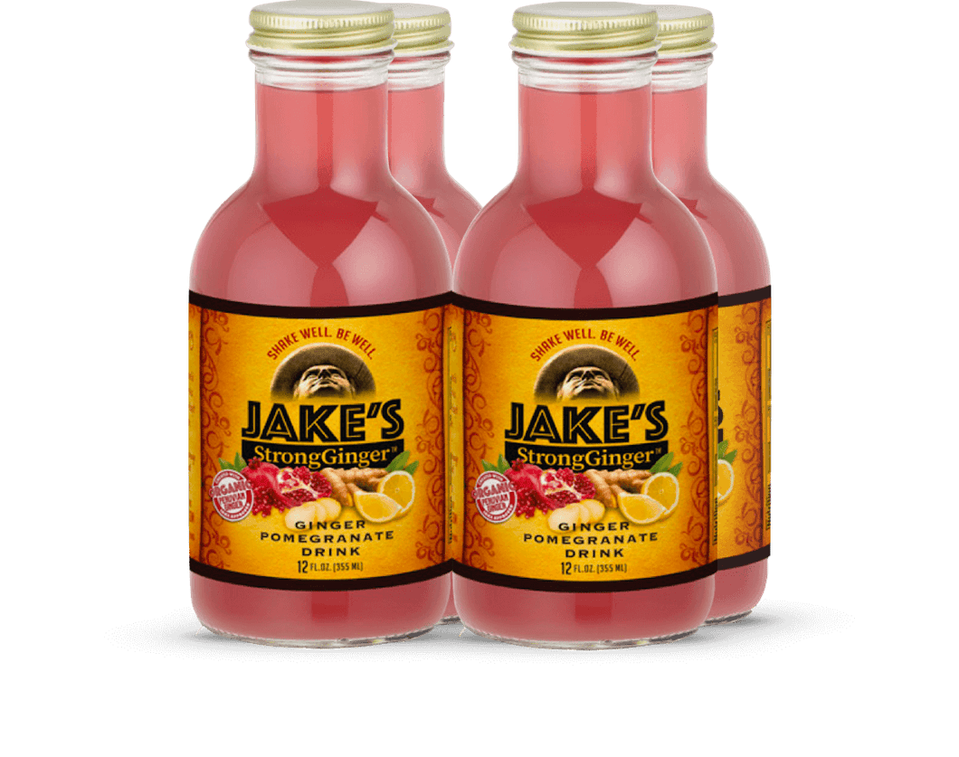 Jake's 12oz Organic StrongGinger Pomegranate Ready To Drink 4-Pack